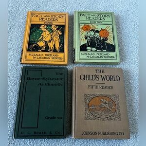 Antique Vintage Set of 4 1930 and 1917 First Reader Children’s School Books